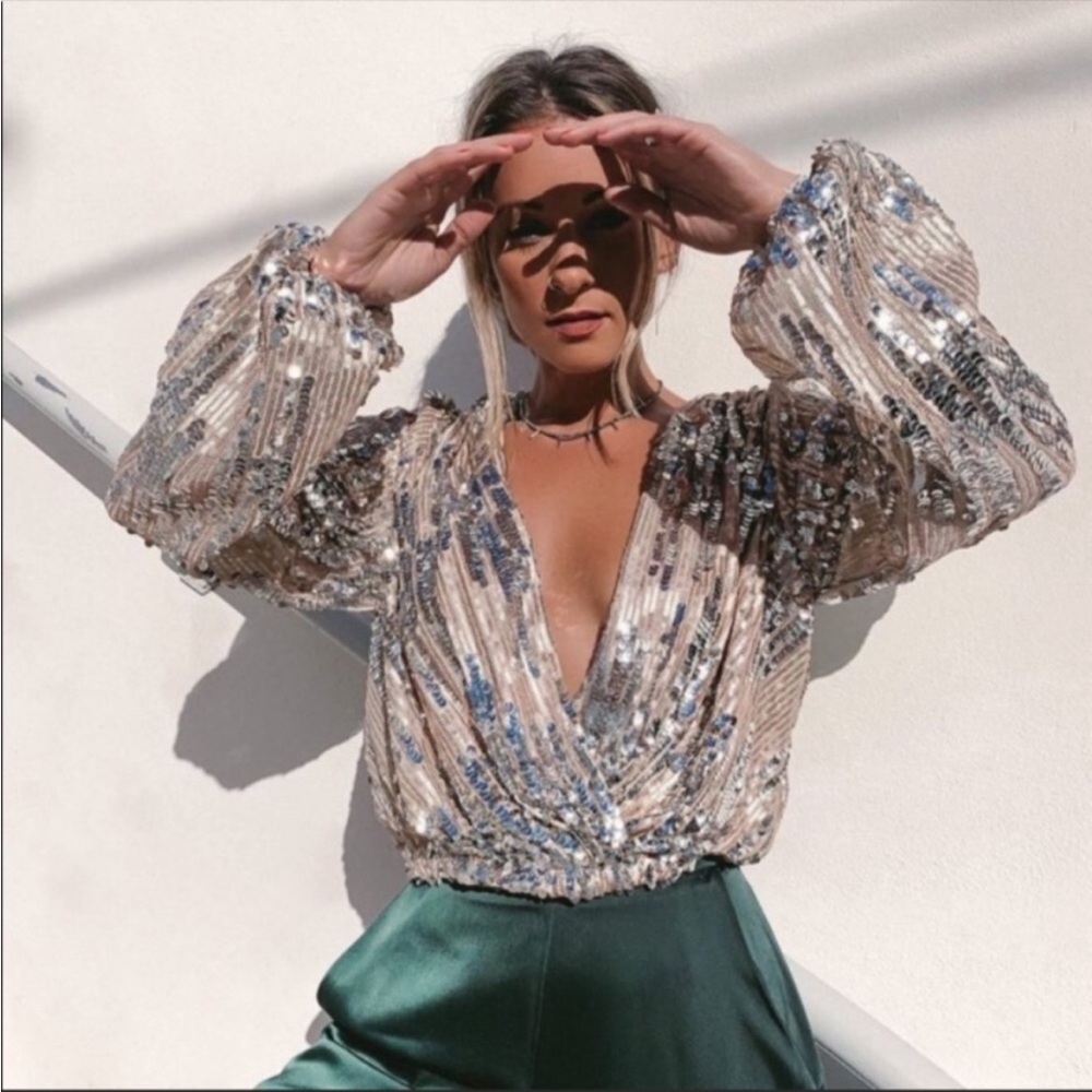 Primadonna Cropped Sequin Wrap Top